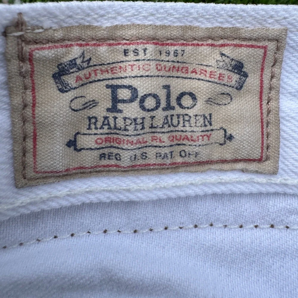 Polo Ralph Lauren Womens 28 White Denim Jean Shorts Cut Off Raw Frayed Hem